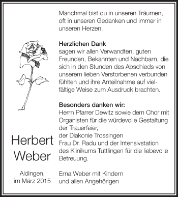 Anzeige von Herbert Weber von Schwäbische Zeitung