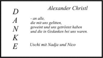 Anzeige von Alexander Christl von Schwäbische Zeitung