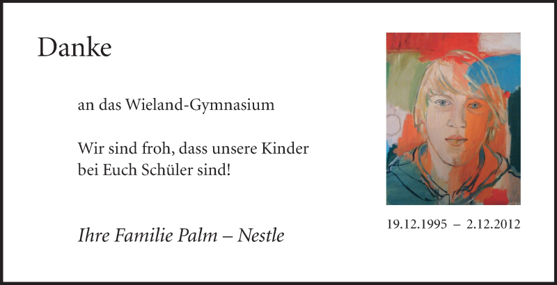  Traueranzeige für Felix Palm vom 19.12.2012 aus Schwäbische Zeitung