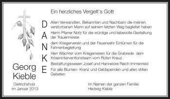 Anzeige von Georg Kieble von Schwäbische Zeitung