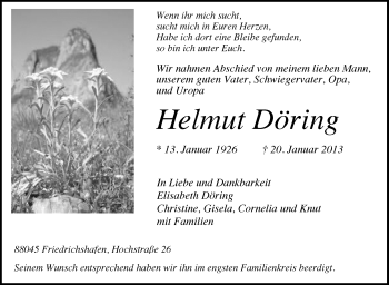 Anzeige von Helmut Döring von Schwäbische Zeitung