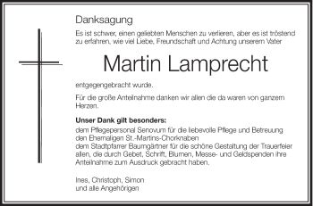 Anzeige von Martin Lamprecht von Schwäbische Zeitung