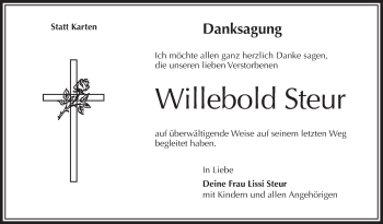 Anzeige von Willebold Steur von Schwäbische Zeitung