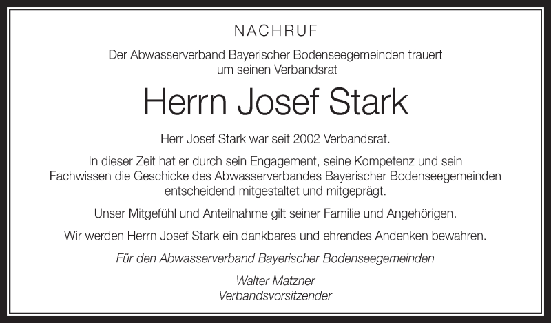 Traueranzeigen von Josef Stark | schwaebische.de Trauerportal