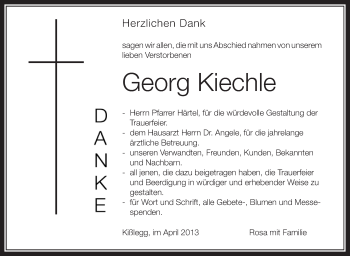 Anzeige von Georg Kiechle von Schwäbische Zeitung