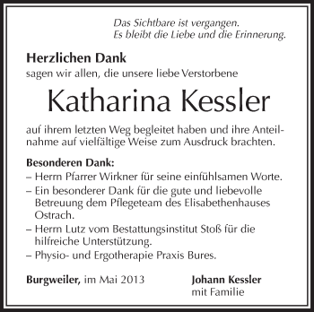 Anzeige von Katharina Kessler von Schwäbische Zeitung