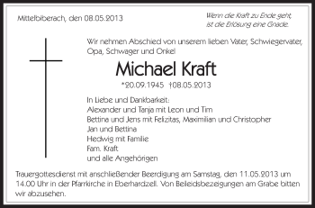 Anzeige von Michael Kraft von Schwäbische Zeitung