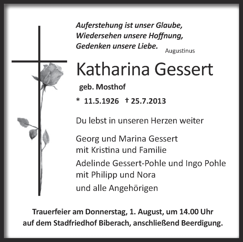 Traueranzeige Von Katharina Eggert Schwaebische De Trauerportal My