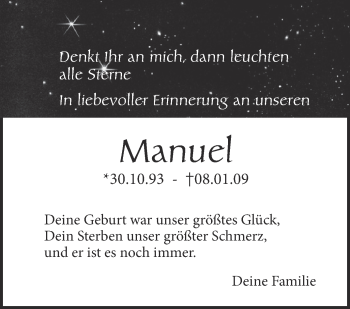 Anzeige von Manuel  von Schwäbische Zeitung