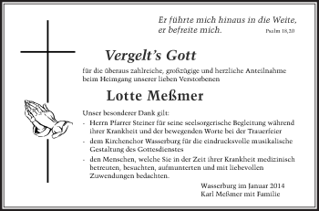 Anzeige von Lotte Meßmer von Schwäbische Zeitung