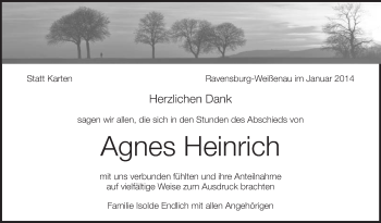 Anzeige von Agnes Heinrich von Schwäbische Zeitung