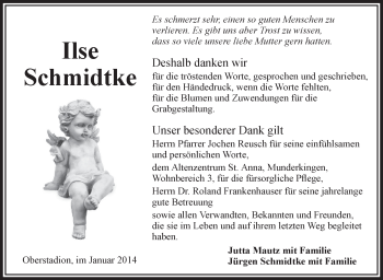 Anzeige von Ilse Schmidtke von Schwäbische Zeitung