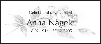 Anzeige von Anna Nägele von Schwäbische Zeitung
