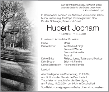 Anzeige von Hubert Jocham von Schwäbische Zeitung