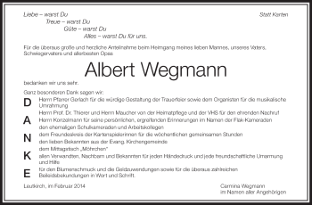 Anzeige von Albert Wegmann von Schwäbische Zeitung