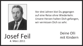 Anzeige von Josef Feil von Schwäbische Zeitung