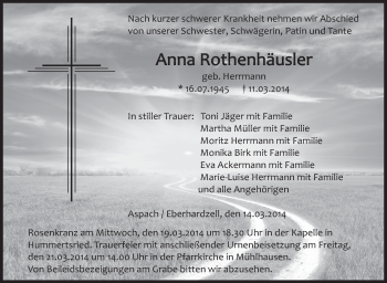 Anzeige von Anna Rothenhäusler von Schwäbische Zeitung
