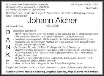 Anzeige von Johann Aicher von Schwäbische Zeitung