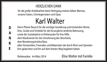 Anzeige von Karl Walter von Schwäbische Zeitung