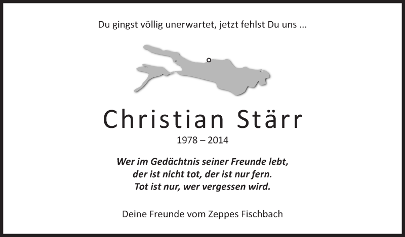  Traueranzeige für Christian Stärr vom 29.03.2014 aus Schwäbische Zeitung