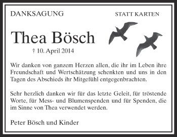 Anzeige von Thea Bösch von Schwäbische Zeitung