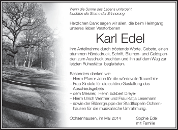 Anzeige von Karl Edel von Schwäbische Zeitung