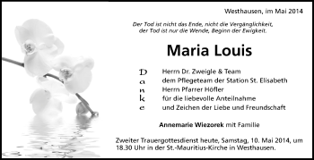 Anzeige von Maria Louis von Schwäbische Zeitung