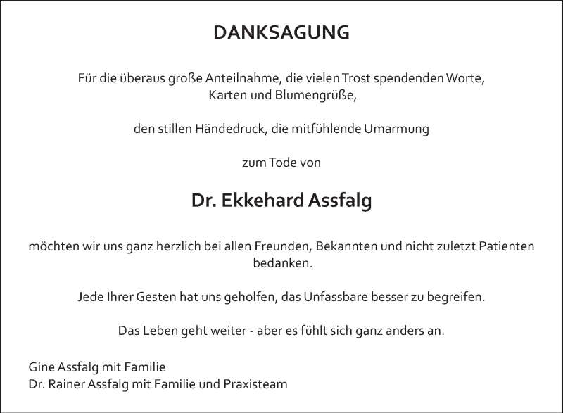  Traueranzeige für Ekkehard Assfalg vom 20.05.2014 aus Schwäbische Zeitung