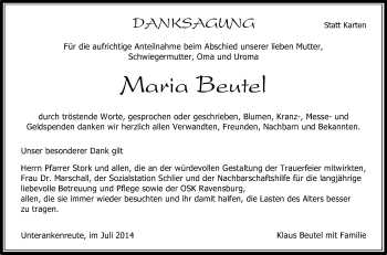Anzeige von Maria 1Beutel von Schwäbische Zeitung