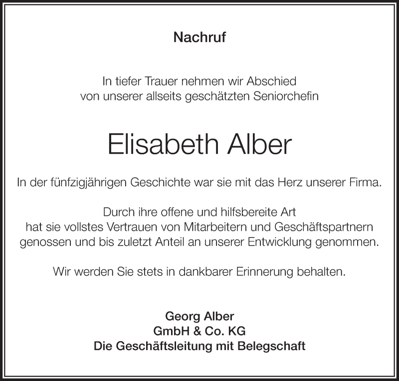 Traueranzeigen Von Elisabeth Alber | Schwaebische.de Trauerportal