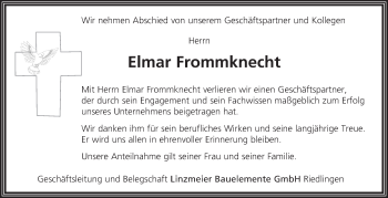 Anzeige von Elmar Frommknecht von Schwäbische Zeitung