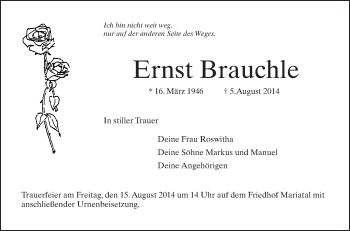 Anzeige von Ernst Brauchle von Schwäbische Zeitung