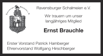 Anzeige von Ernst Brauchle von Schwäbische Zeitung