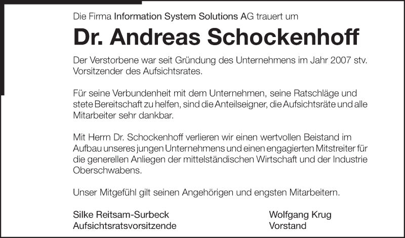 Traueranzeige für Andreas Schockenhoff vom 16.12.2014 aus Schwäbische Zeitung