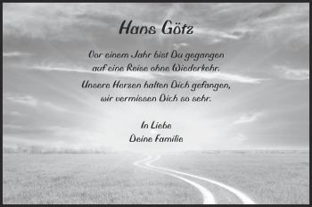 Anzeige von Hans Götz von Schwäbische Zeitung