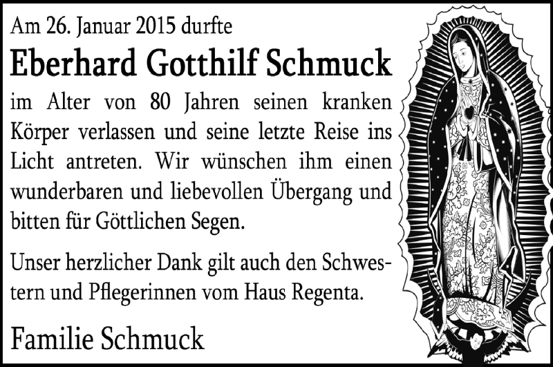  Traueranzeige für Erhard Gotthilf Schmuck vom 06.02.2015 aus Schwäbische Zeitung