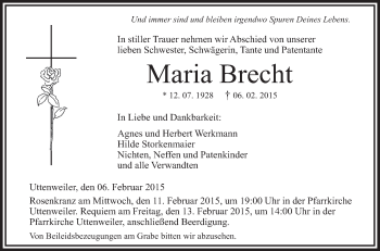 Traueranzeigen von Maria Brecht | schwaebische.de Trauerportal
