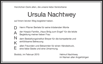 Anzeige von Ursula Nachtwey von Schwäbische Zeitung