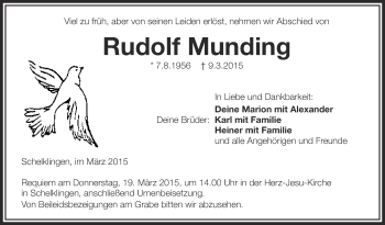 Anzeige von Rudolf Munding von Schwäbische Zeitung