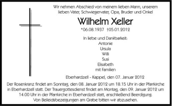 Anzeige von Wilhelm Xeller von Schwäbische Zeitung