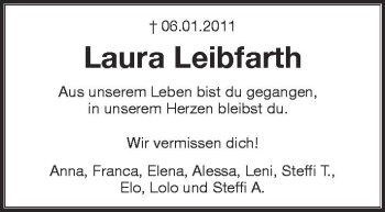 Anzeige von Laura Leibfarth von Schwäbische Zeitung