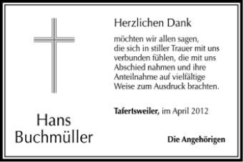 Anzeige von Hans Buchmüller von Schwäbische Zeitung