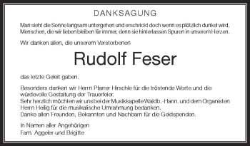 Anzeige von Rudolf Feser von Schwäbische Zeitung