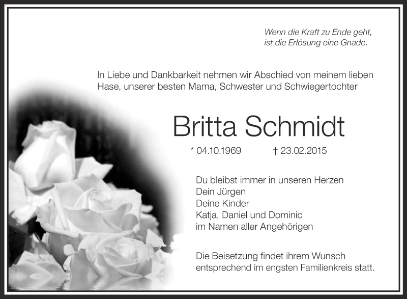 Traueranzeigen Von Britta Schmidt Schwaebische De Trauerportal My Xxx