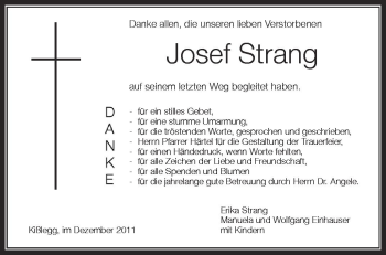 Anzeige von Josef Strang von Schwäbische Zeitung