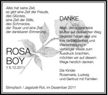 Anzeige von Rosa Boy von Schwäbische Zeitung