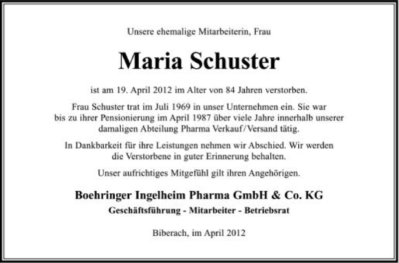 Traueranzeigen Von Maria Schuster Schwaebische De Trauerportal