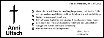 Anzeige von Anni Ultsch von Schwäbische Zeitung