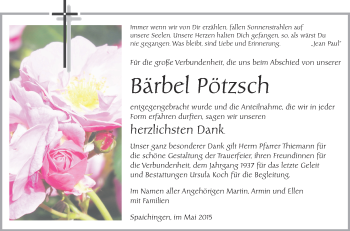 Anzeige von Bärbel Pötzsch von Schwäbische Zeitung