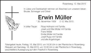 Anzeige von Erwin Müller von Schwäbische Zeitung